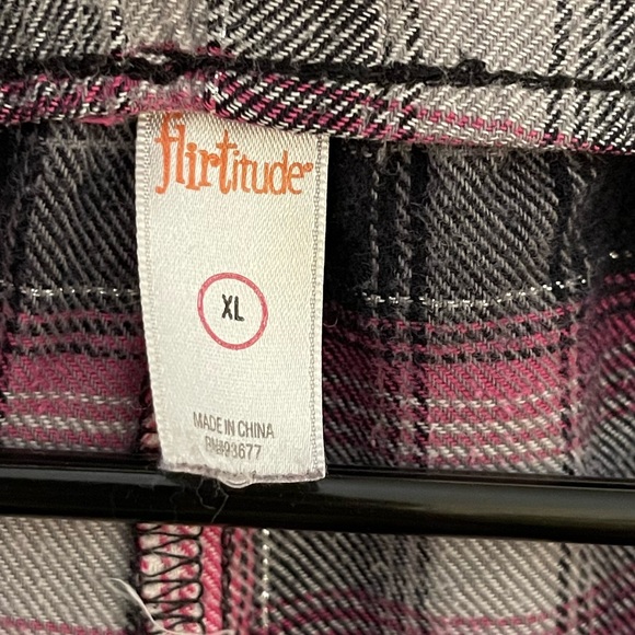 🔴 Flirtitude Black Pink Plaid Sleep Pants PJ Pants XL Waist 36” - Picture 4 of 9